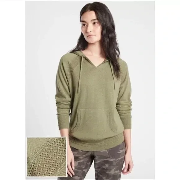 Athleta Evergreen Hoodie Knit Sweater M - Picture 1 of 11